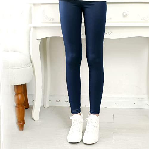Toddler Kids Girls Faux Leather Pants Solid Color Shiny Stretchy Tights Elastic Waist Ankle Leggings Casual Trousers3