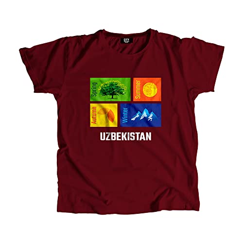 T-shirt Ouzbékistan bordeaux unisexe en coton pour un style intemporel au quotidien
