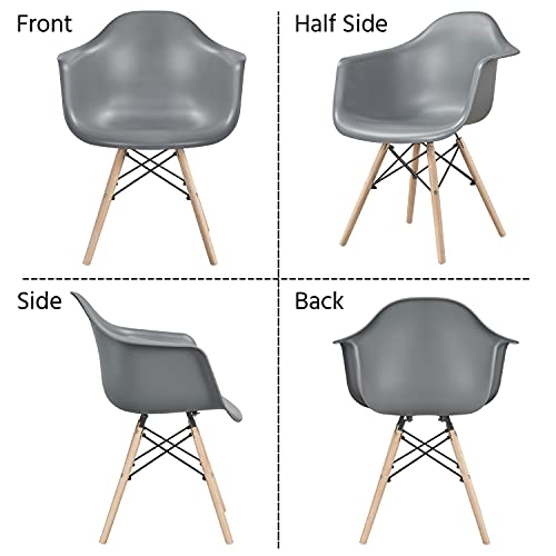 Yaheetech 4Pcs Dining Chairs Mid Century Modern Arm Chairs Kitchen/Dining Room Chair With Backrest And Wooden Legs, Gray #TOP7