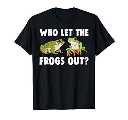 Funny Who Let The Frog Out Tee Shirts Women Frog Love t-shirt, Preto, S
