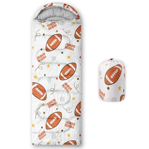Smell Sunshine Kids Sleeping Bag for Boys Girls,Rugby Print-Lightweight Warm Portable Outdoor Indoor-Waterproof Cold Weather Resistant Sleeping Bag for Camping Hiking(Rugby02)