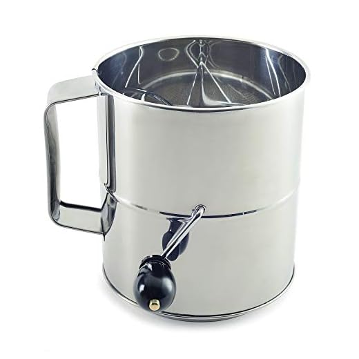Norpro Polished 8-Cup Stainless Steel Hand Crank Sifter, 64 ounces, As Shown