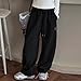 Boys Baggy Sweatpants Straight Leg Open Bottom Casual Sweat Pants Elastic Waist Joggers Pants with Pockets Fall Winter Black