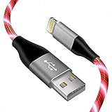 LED iPhone Light up Charger Cable, | Apple MFi Certified | USB A to Lightning Fast Charging Cord Compatible with iPhone 13 Pro Max 12 Mini 11 X XS XR 8 7P 6S 5S iPad iPod Touch More (3FT, Red)