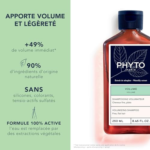 Phyto Paris - Volume - Shampoing Volume Cheveux Fins et Plats - Apporte Légèreté et Eclat - Enrichi en Extrait de Nénuphar et Mauve Blanche - Shampooing à l'Efficacité prouvée – vue 2