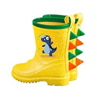 Kids 3D Dinosaur Wellies Cute Animals Waterproof Lightweight Non Slip Low Heel School Rain Boots for Girls Boys (A-Yellow, 6-6.5 Years)
