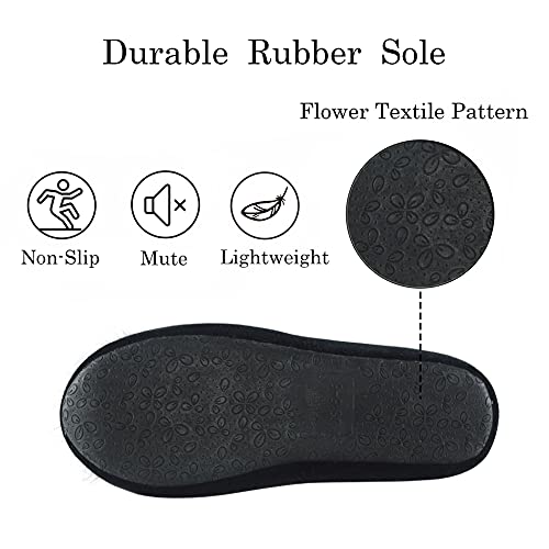 Gritheim Women's Fuzzy Pom Pom Feather Velvet House Slippers Sexy Cozy Bedroom Slippers For Ladies Non-Slip Sole Indoor Outdoor 7-8 Black #TOP4