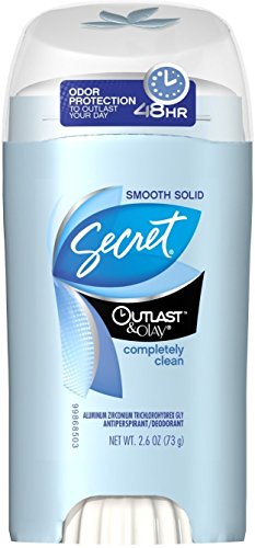 Secret Outlast & OLAY Anti-Perspirant Deodorant Smooth Solid, Completely Clean 2.60 oz (Pack of 4)
