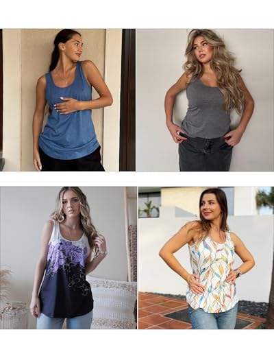 Zeagoo Womens Tank Tops Flowy Loose Fit Scoop Neck Casual Summer Tops Curvy Hem2