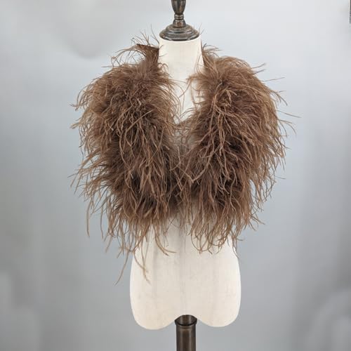 LVCOMEFF Women Natural Ostrich Fur Feather Halter Vest Fluffy Sleeveless Tie Backless Tank Top Shaggy Y2K4