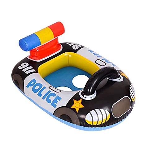 Baby Swimming Pool Float Ring, Swim Ring Police Car Design Inflatable Pvc Cartoon Shape Pool Float For Summer Black #TOP3