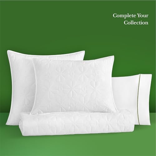 kate spade new york Spade Floral 2-Piece Twin Quilt Bedding Set, 100% Cotton Sateen Reversible Cover, All Season Warmth Bedding, Machine Washable, Bright White