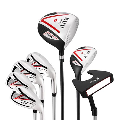 KVV Men's Essential 7-Piece Right-Handed Golf Club Set, Driver, Hybrid, 7/9/P/S Irons & Putter Without Golf Bag
