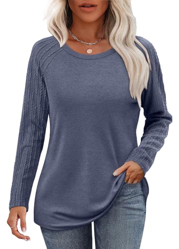 Image of OFEEFAN Long Sleeve Shirts for Womens Fall Fashion 2026 Crewneck Oversized Sweatshirt Tunic Tops to Wear with Leggings