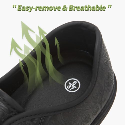 TUOPIN Women's Low Top Tennis Shoes -Black Synthetic Leather Shoes,Classic Lace-Up Denim Canvas Sneakers for Casual Walking3