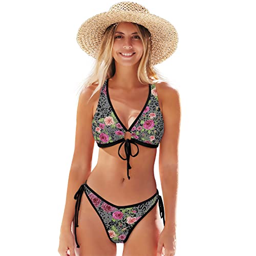 Maillot de bain deux pièces léopard taille M élastique et confortable