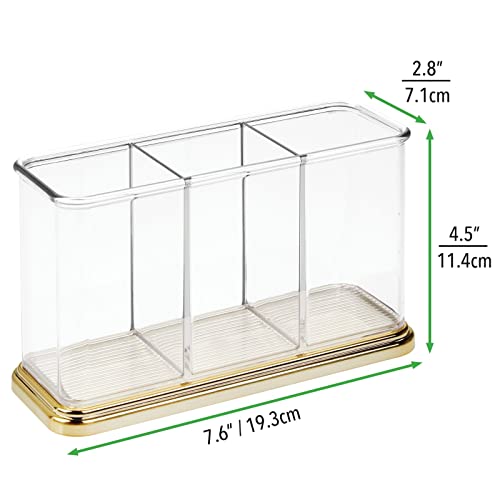 Range couvert en plastique mDesign transparent et laiton à 3 compartiments - 4