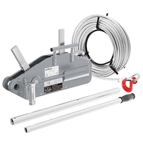 Pulley max. 1600kg 20m Cable Ø 11mm for Pulling, Lifting, etc. with Shear Pin and Safety Load Hook