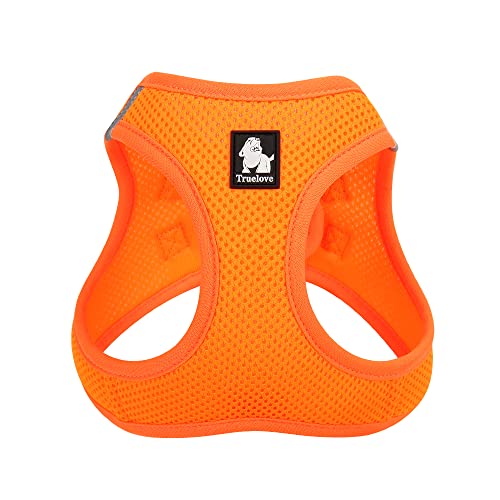 True Love Hundegeschirr, weiches Air-Mesh, verstellbar, reflektierend, für kleine und mittelgroße Rassen, Größe S, Orange