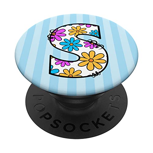 Retro Groovy Daisy iniziale S lettera monogramma nome floreale Y2K PopSockets PopGrip Intercambiabile
