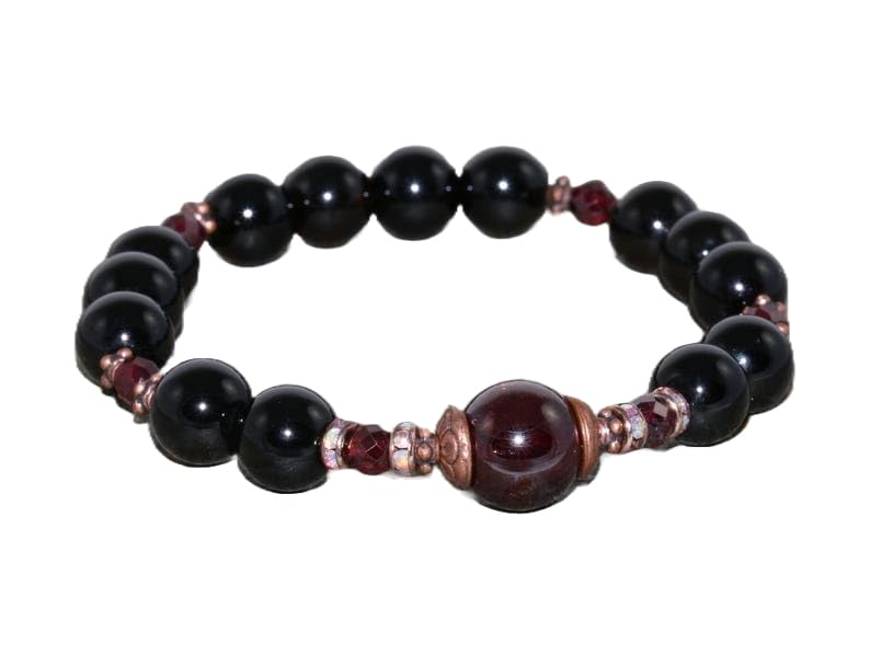 Bracelet Quartz Morion noir perles 8x10mm en pierre naturelle