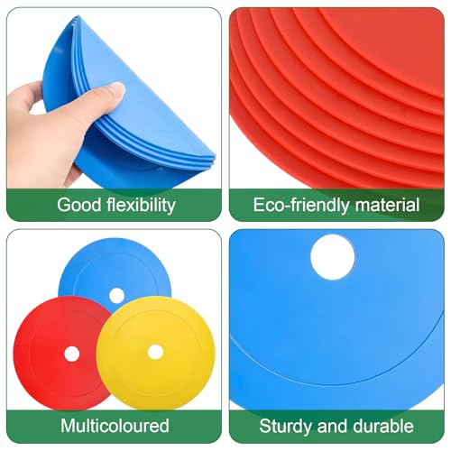 Dokeno Juego de 24 Discos Marcadores de Fútbol Antideslizantes, Conos Planos Coloridos con Soporte de Almacenamiento, Conos Futbol Planos, Conos Entrenamientode Flexibles para fútbol (Ø 15CM) - imagen 4