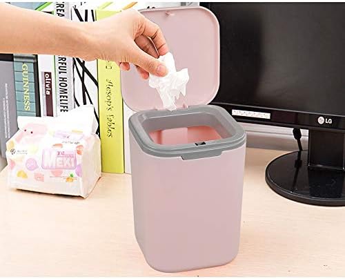 Gitany Push-button Mini Desktop Dustbin with lid, Small Trash Bin (Red)