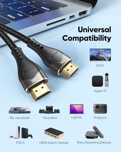 Image of 10K 8K HDMI 2.1 Cable 10FT 10-Pack, HDMI Cord 10 Foot Ultra High Speed HDMI Cable (48Gbps, 8K@60Hz, 4K@120Hz) HDCP 2.2&2.3, DTS:X, 3D, eARC, HDR10 for PS5, Roku TV, HDTV, Monitor, Projector, Blu-ray