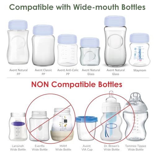 Image of Maymom Travel Bottle Caps Compatible with Avent Bottle; Cap Replace Avent Natural Bottle Screw Ring n Sealing Disc; Fit Avent Anti-colic Polypropylene, Glass Bottle, Avent PP, Bottle Lids Replacement