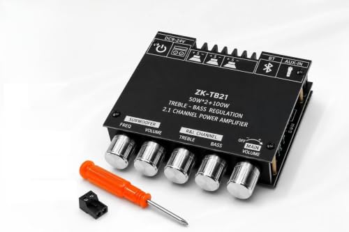 Image of ZK-TB21 Bluetooth 5.0 2.1 Channel Audio Amplifier Board 200W (50Wx2+100W) Stereo HiFi Amplifier with Subwoofer Output 9V-24V
