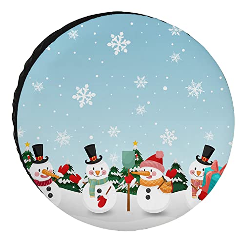 Cubierta de llanta de Repuesto Árbol de muñeco de Nieve navideño de 15 Pulgadas Protector Universal de Rueda de llanta Copos de Nieve de Invierno Cubiertas de llanta Impermeables/a Prueba de Polvo A