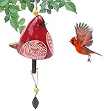 Bird Song Bell Wind Chime, Ceramic Cardinal Fashion Hanging Windchimes for Rustic Music Garden Backyard Church Decoration Porch Outside Outdoor Festival Memorial Gift Witness Friendship (Red)