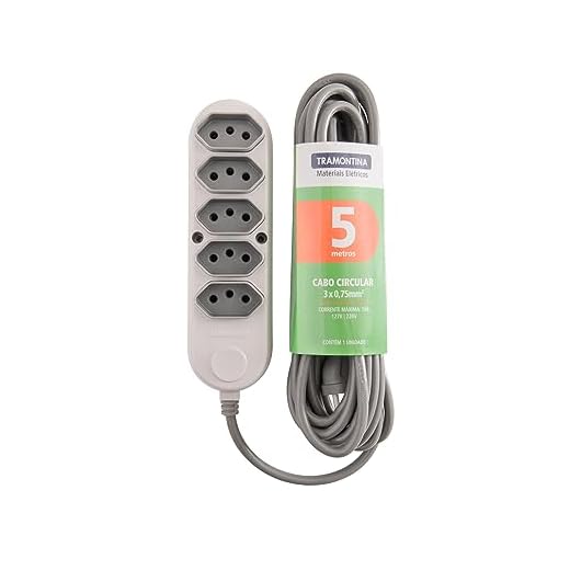 EXTENSÃO ELÉTRICA MÚLTIPLA 2P+T 10A/250V - (5m) - TRAMONTINA - 57504031
