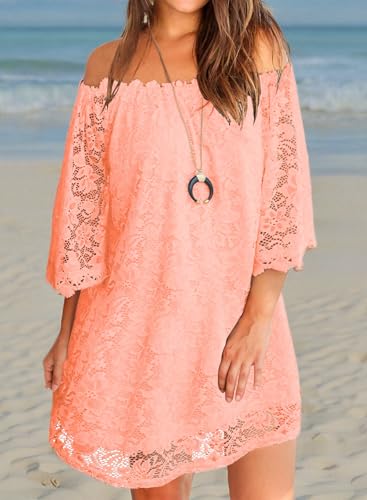 Image of MIHOLL Women's Lace Off Shoulder Tops Casual Loose Blouse Shirts
