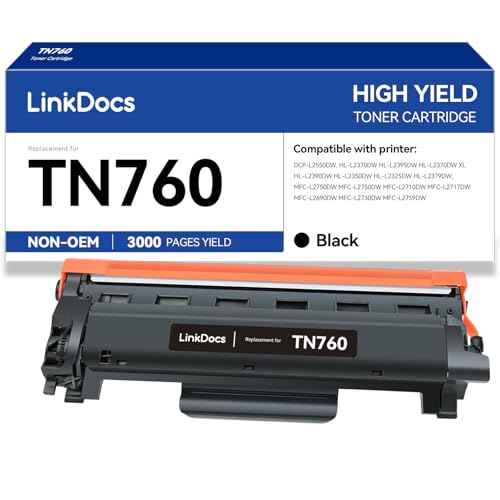 Image of LinkDocs TN760 High Yield Toner Cartridge Replacement for Brother TN-760 TN730 to Use with HL-L2350DW HL-L2395DW HL-L2390DW HL-L2370DW MFC-L2750DW MFC-L2710DW DCP-L2550DW Printer
