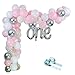 Winter Onederland Frozen Balloon Garland Kit, Pink White Balloons Snowflake Balloons with Big ONE Foil Balloon for Frozen Party Winter Wonderland Baby Shower Girls First Birthday Party Decorations