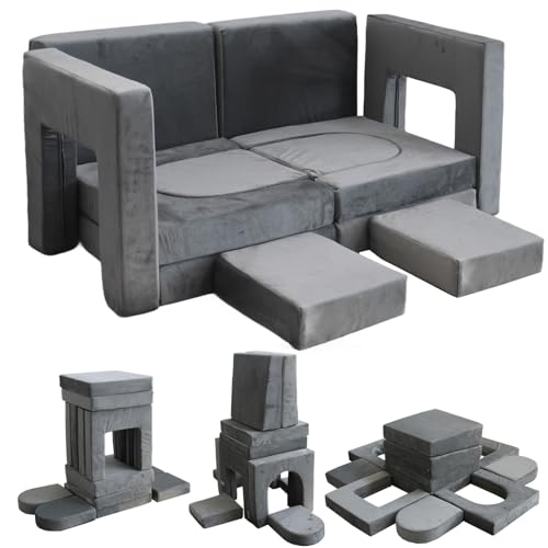 Jadoxy Kids Play Couch 12PCS, Modular Kids Play Sofa, Multifunctional