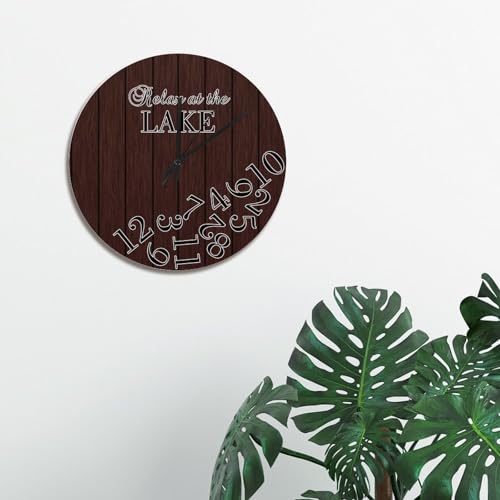 Horloge murale en bois style rustique de 38 cm, idée cadeau maison