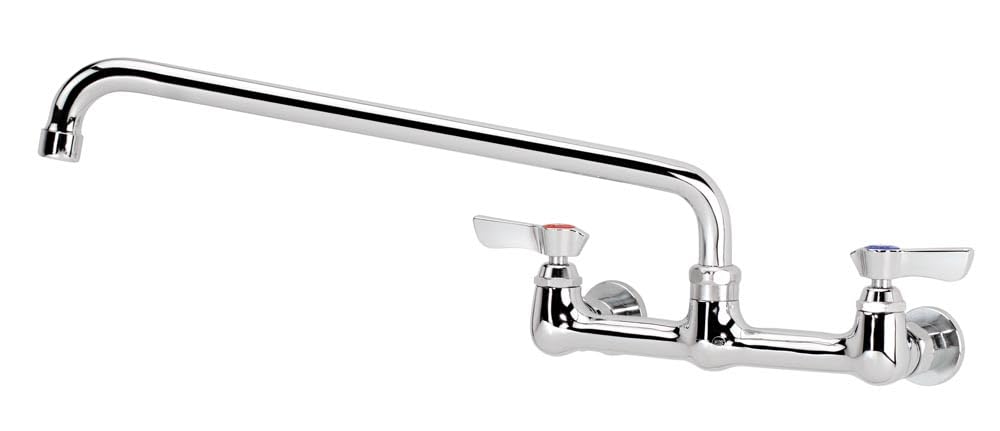Krowne 12-814L Silver Series Wall-Mount Faucet, 8" Centers, 14" Swing Spout, Quarter-Turn Ceramic Cartridge Valve, Chrome-Plated Finish, Low Lead Compliant