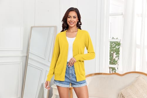 Image of TASAMO Women's Lightweight Button Down Cardigan Sweaters Long Sleeve Classic V Neck Knit Soft Shrugs with Pocket