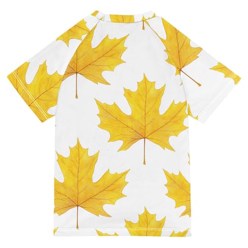 Canada Gold Maple Leaf Bathing Suit Kids UV Protection Teen Clothing Swimwear Beach Tops 3T2