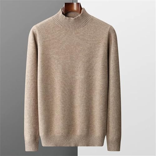 Men's Half Turtleneck Round Neck Thickened 100% Cashmere Sweater Winter Solid Color Pullover Wool Loose Knit Long Sleeve2