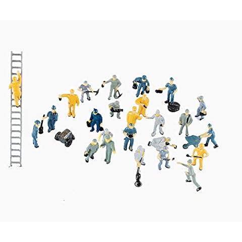 NWFashion 25 PCS 1:87 Scales Painted Worker Figures for Miniature Dollhouse Railway Train Cover