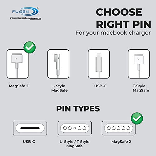 Image of FUGEN Laptop Charger Adapter Compatible for MacBook 85w MG2 18.5V T-Tip for Pro Retina 15 inch 17 inch A1260 A1286 A1297 A1290 A1222 A1172 A1343 A1174 A1150 (MG2-85w Charger) Black