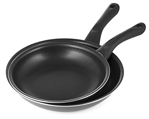 Chef's Star Nonstick Pan Set for Sauteing and Frying, Nonstick Skillet with Stay Cool Handle Frying Pans, Induction Compatible (Black, Set of 2 (8 Inch and 10 Inch))