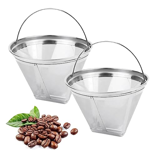 AioveBgren Coffee Filter Compatible with Ninja Dual Brew Pro Coffee Maker, 4 Permanent Cone Stainless Steel Reusable Coffee Filters Coffee Basket Compatible with Ninja CFP301 CFP201 CFN601