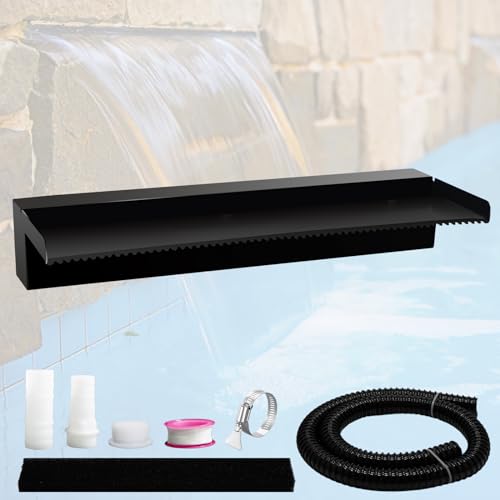Pamopamo Pond Waterfall Spillway Pool Fountain Water Feature, Black Stainless