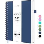RETTACY B5 Dotted Notebook, Bullet Dot Grid Journal, Wirebound Spiral Notebooks 300Pages /150 Sheets for Writing,100gsm, Flexible Plastic Cover, for Women Men Work Office School,19 x 25 cm - Navy blue