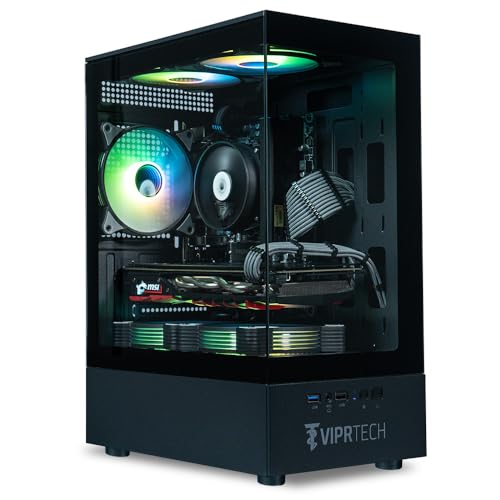 Image of ViprTech Stryker 1.0 Gaming PC - Intel i5-9400F (4.1GHz Turbo), AMD RX 580 8GB, 16GB DDR4, 500GB SSD, WiFi BT, Win 11 Pro, RGB, Desktop Computer Prebuilt, Black