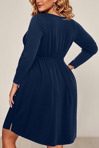Image of Holipick Women's Plus Size Summer Dresses for Women Casual Dress with Pockets A-Line Swing Button Down Sleeveless V Neck